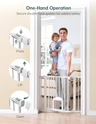 Babelio 36" Tall Baby Gate with Cat Door, CatPrivilege III, 29-43"