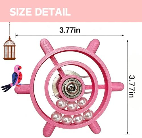 Spinning Bird-Toys Bird Cage Toys & Bird Perch Parrot-Parakeet Budgie Cockatiel Conure Macaw Chicken Parrot Enrichment Cage Accessories Small Animal Chewing Toy (Rosy Spinner)
