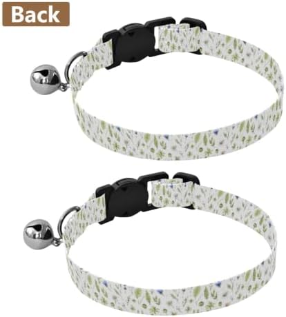 Wild Meadow Herbs White Cat Collars with Bell 2 Pack Puppy Collar Adjustable 10.6 to 17.1 Inches