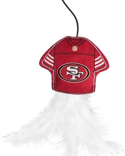 Pets First NFL SAN Francisco 49ERS Team Jersey Wand with CAT NIP, Cat Toy Jersey Shaped Plush Teaser Toy for Cats & Kittens - Interactive Pet Toy for Play & Exercise