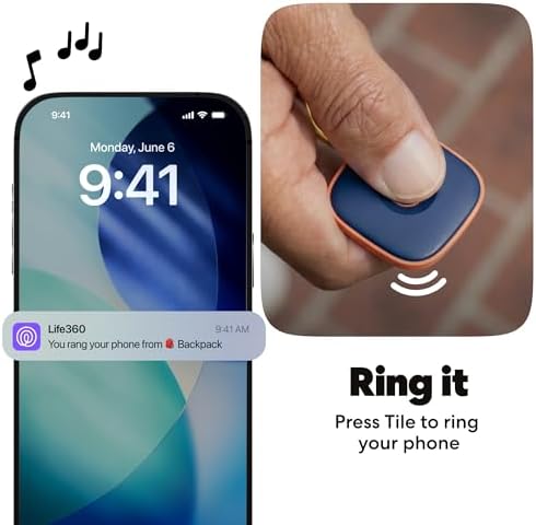 Life360 Tile - Bluetooth Tracker, Keys Finder and Item Locator for Keys, Bags and More. Phone Finder. Both iOS and Android Compatible. 1-Pack (Navy Blaze)