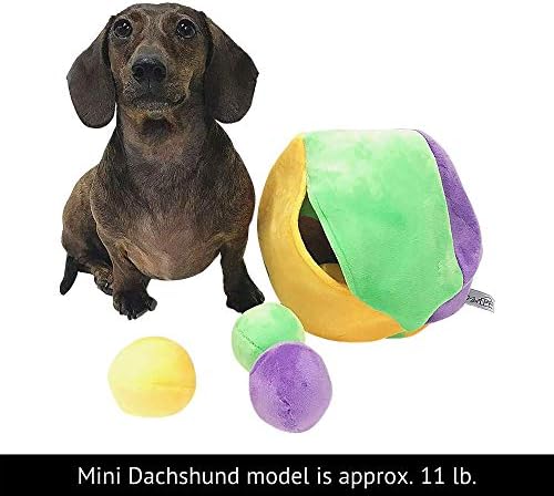 Midlee Hide a Ball Puzzle Dog Toy with 10 Plush Squeaker Balls (Small)