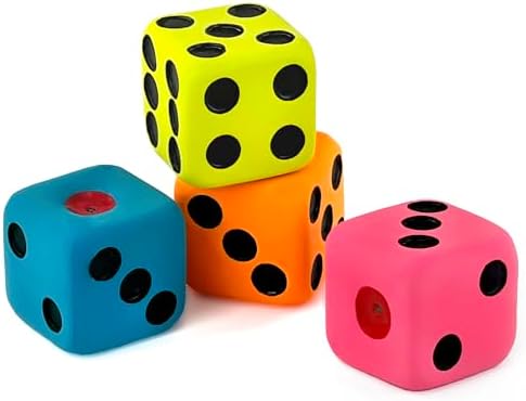 CHIWAVA 4PCS 1.7" Squeaky Latex Dog Toys Dice Fetch Play for Small Dogs