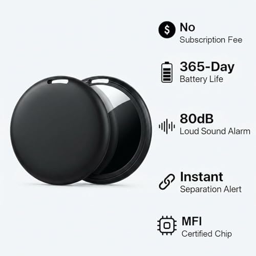 GPS Tracker for Vehicles No Subscription for iOS Only - 2 Pack | Undetectable Car Tracker, Precise Location Bluetooth Tag Compatible with Apple Find My for Key Luggage Kid Pet