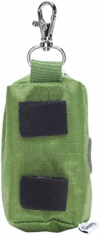 Blueberry Style Forest Green Dog Waste Bag Dispenser, Solid Color Trash Bag Dispenser with 2 Auto Locking Zipper, Dog Poop Bag Holder Leash Attachment, Includes 1 Roll of Free Poop Bags