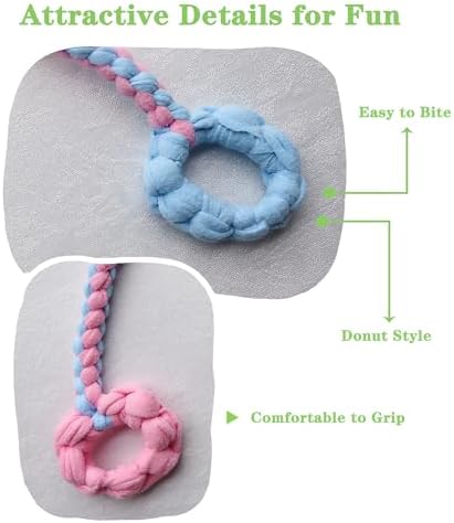 Braided Fleece Dog Tug Toy, Interactive Tug of War Rope,Pink/Blue