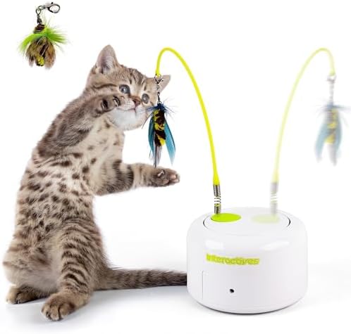 ALL FOR PAWS Interactive Cat Toy, Automatic Cat Toys with Flying Bug for Indoor Bored Cats, Cat Motion Activated Toys, Electric Cat Teaser Flying Feather Wand