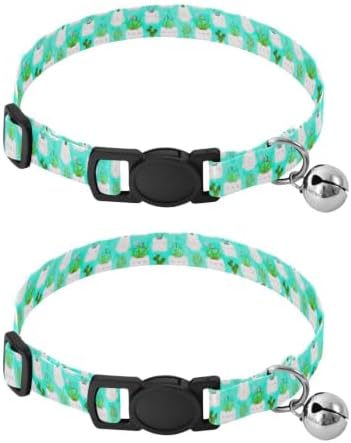 Cute Cacti Succulents Cat Bell Collar 2 Pack Pet Collar Adjustable Length 10.6" to 17.1"