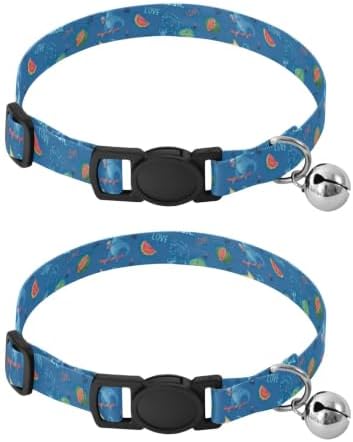 Cartoon Dinosaurs Music Kitten Collars 2 Pack Collar for Cats Adjustable 10.6 to 17.1 Inches