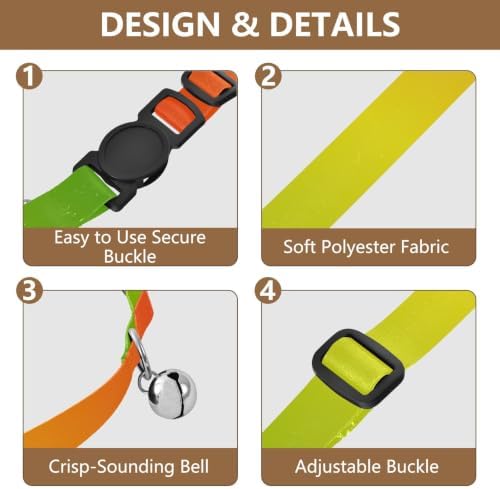 Rainbow Gradient Cat Bell Collar 2 Pack Small Dog Collar Adjustable Length 10.6" to 17.1"