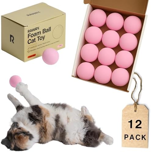 Rawry Foam Ball Cat Toy for Indoor Cats & Kittens,12 Pack, Pink