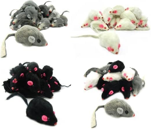 5Pcs Gray Fur Rattle Mouse Cat, Interactive Pet Play Mice, Animal for Cats, Pet Supplies