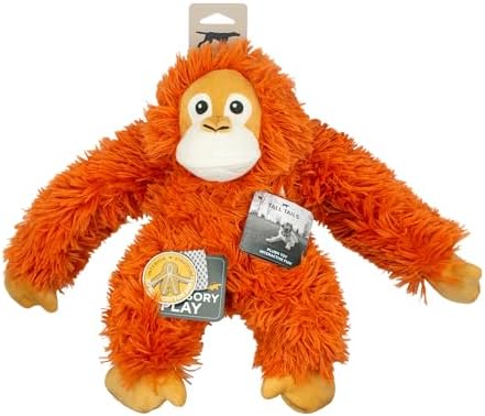 Tall Tails Orangutan Rope Body Dog Toy – Durable Plush Squeaky Dog Toy for Snuggling & Play