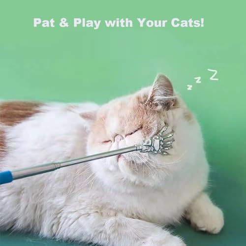 2-Pack Pet Interactive Touch Therapy Toys for Cats & Dogs, Telescopic Pet Massage Stick for Training, Bonding, Socialization, Retractable 22 Inch Skeleton Hand & Rake Shaped Teaser Wand