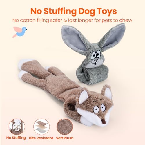 HGB No Stuffing Squeaky Dog Toys Crinkle for Chewers to Keep Them Busy