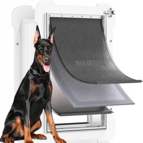 3-Flap Never Rust Extra Large Dog Door for Wall with Sliding Lock Panel | Steel Frame & Telescoping Tunnel Pet Door, Extreme Weather Durable, Weatherproof Doggy Door for Wall (Pets Up to 220 Lb)