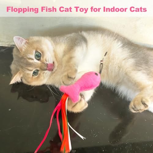 Catnip Toys, 5PCS Soft Plush Pink Fish Cat Toy Chew Kitten Toys