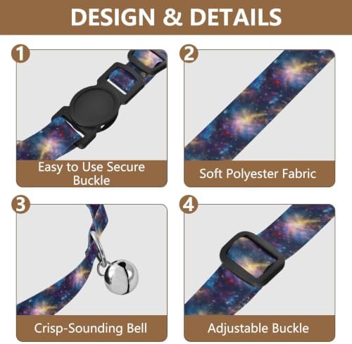 Nebula Galaxy Comfortable Cat Collar, 2 Pack Bell Collar for Small Dogs