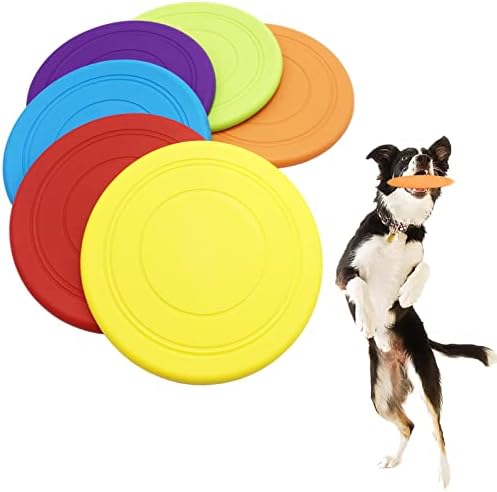 Bvrbaory 6 Pack Dog Flying Discs - Interactive, Soft Floating Saucer for Small, Medium Dogs - Safe on Teeth