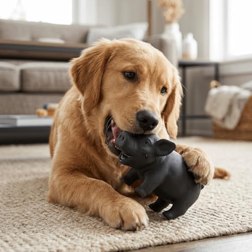 Dog Chew Toy Cute Pig Grunting Squeak Latex Pet Interactive Sound Dog Toy for Puppies for Playtime(Grey)