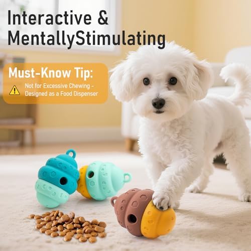 Dog Treat Toys for Medium Small Dogs, Silicone Dog Toy Treat Dispenser Slow Feeder Interactive Toys for Boredom, Enrichment Pet Toys Dispensing -Keep Them Busy- Outdoor with Buckle 1 Pack Blue