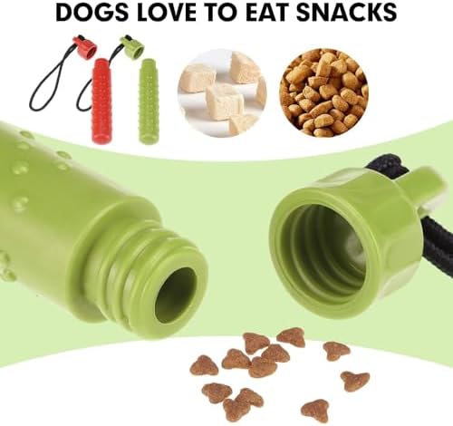 BINGPET Dog Float Bumper Toy 2 Pack,9.3 Inch Detachable Treat Dispensing Puzzle Toys,Training Dummy Retrieving Bumpers Summer Pool Toy Tug Game,Interactive Toys for Medium Large Dogs(Red & Green)