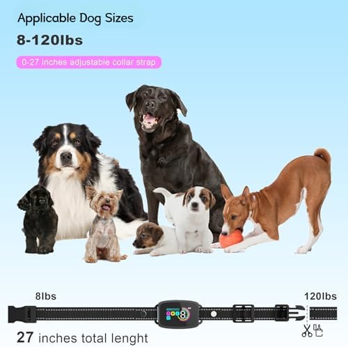 Smart Color Screen Rechargeable Dog Bark Collar, Waterproof Anti-Barking Training Collar for Large Medium Small Dogs with Beep, Vibration & Safe Shock (White)
