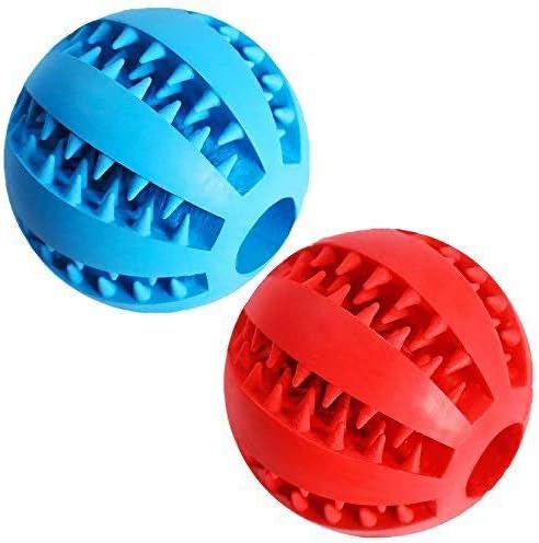 Feixun Dog Treat Toy Ball, Dog Tooth Cleaning Toy, Interactive Dog Toys 2.8" Pack of 2