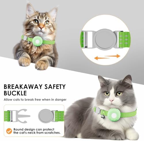 GPS Tracker for Cats (iOS Only), MINI Cat Tracker, Real-Time Location Pet Tracker, No Monthly Fee GPS Tracker, Compatible with Apple Find My,Territory & Location History, Anti-Lost Smart Tag (Green)