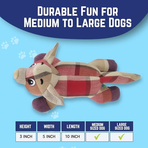 Happy Tails 10" Wolf Squeaky Dog Toy for Medium-Large Dogs Polyester with Reinforced Stitching - Durable and Interactive