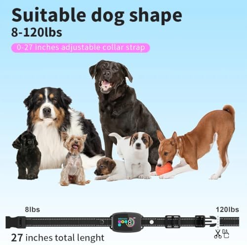 Smart Anti Bark Collar for Small Medium Large Dogs, Rechargeable Dog Barking Collar with HD Color Screen, AI Smart Recognition, IP67 Waterproof, 4 Training Modes & 8 Sensitivity Levels