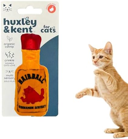 Huxley & Kent Plush Crinkle Catnip Cat Toy, Hairball Cinnamon Whisky