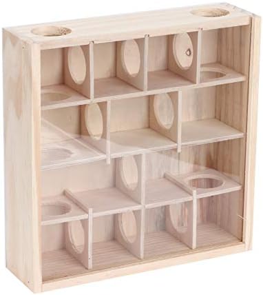Hamster Maze Toy, Wood Rat House with Organic Glass Interactive Intelligent Small Pet Toy for Rat Hamsters