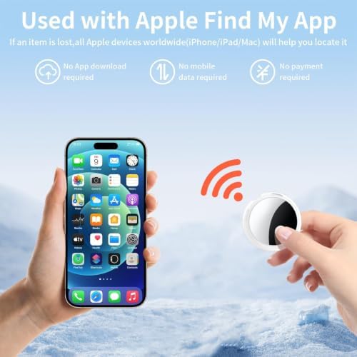 2 Pack Tracker Tags Finder Apple Find My MFi Certified Waterproof iOS Only | Bluetooth Air Smart Tags Item Finder Locator Worldwide Tracking for Key Pets Wallet Backpack Dogs Luggage Replaceable Battery
