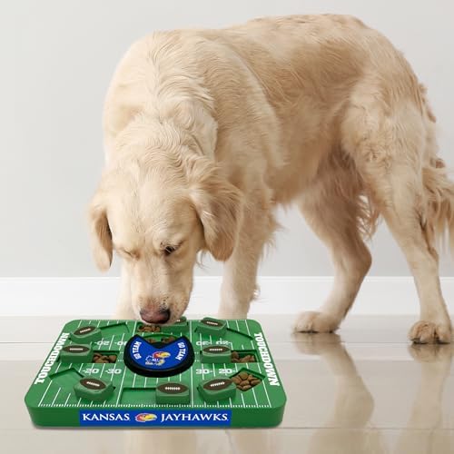 Pets First NCAA Kansas Large Puzzle Toy - Interactive Dog Treat & Slow Feeding Toy