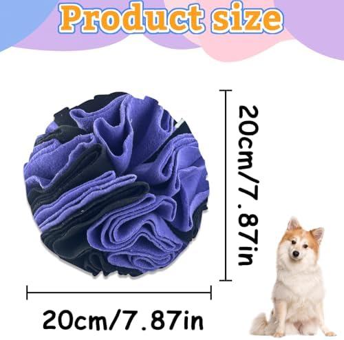 Andiker 5.9" Snuffle Ball for Dogs, Plush Colorful Interactive Snuffle Ball Hide Treat Dog Puzzle Toy for Relieving Boredom and Training Machine Washable Dog Balls for Small Dogs (Purple, L)