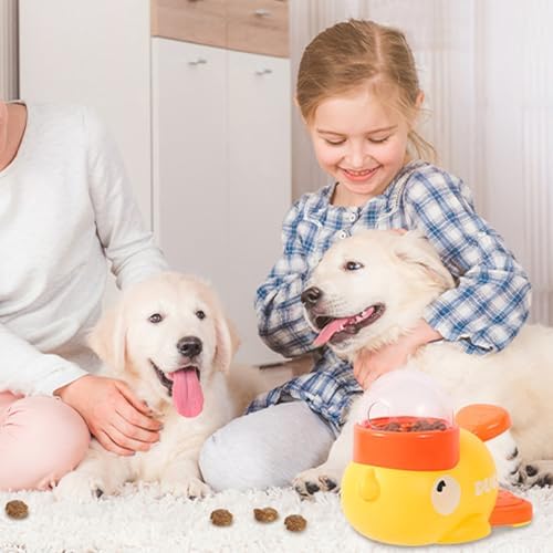Dog Treat Dispenser Toy Duck-Shaped, Interactive Feeder with 3 Outlets & Non-Slip Base, Easy to Clean