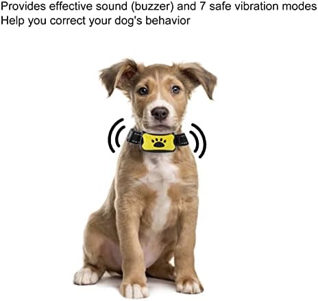 Anti Dog Bark Collar, Dog Barking Collar, USB Rechargeable Vibration Intelligent Recognition Training Collar 7 Sensitivity (Lemon Yellow)