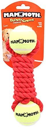 Mammoth Flossy Chews Twister Rope Toy with Tennis Balls Premium Cotton-Poly Tug Toy for Dogs Interactive Dog Tug Toy Rope Dog Toy with Tennis Balls for Small to Medium Dogs Medium 9" - Assorted Colors
