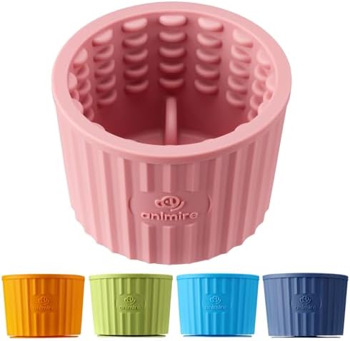 Dog Lick Bowl, Anxiety Relief Dog Licking Mat Freezer Treat Dispenser, Non-Slip Anti-Choking Silicone Slow Feeder Lick Bowl for Small Medium & Large Breed Dogs, BPA Free(Pink,S)