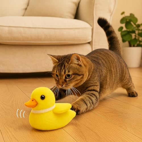 Flapping Wings Cat Toys - Interactive Squeaking Catnip Toys for Cats with Real Chirping Duck Sound - Fun Kitty Kitten Catnip Toys for Cat Exercise - Plush Duck