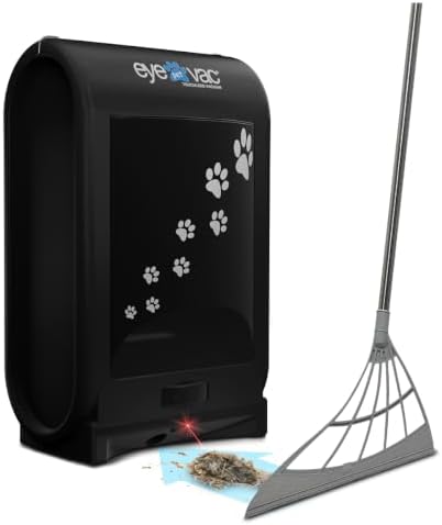 EyeVac Pet & Squeegee Broom Bundle - Touchless Vacuum Automatic Dustpan with Multisurface Sweeping Broom, Corded Bagless Vacuum, 1400 Watt for Cat Dog Pet Hair, Dirt, Food Debris, Kitchen (Black)