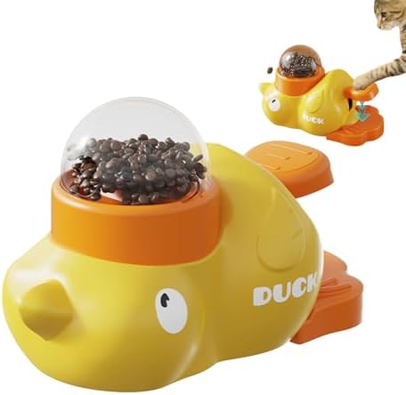 2-in-1 Interactive Dog Puzzle Toy & Slow Feeder – Fun Treat Dispenser for Small & Medium Dogs, Anti-Gulping Duck-Shaped Design, Reduces Bloating & Boredom, No Battery Required (Yellow-B)