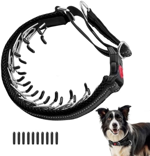 Martingale No Pull Dog Collar for Large Medium Small Dogs, Heavy Duty Nylon Adjustable Reflective Anti Pull Slip Collar with Buckle for Training Walking Hunting M Black