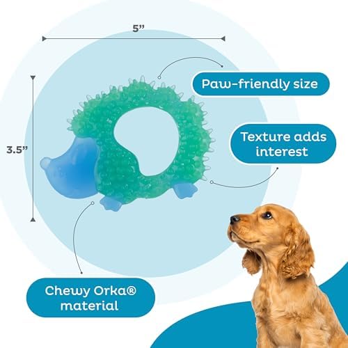 Cutie Chewies Hedgehog Dental Dog Chew Toy, Bounces & Floats, 5"