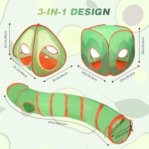 Rypet Cat Toy Tunnel and Cubes Bundle, Play Tubes for Indoor Cats, Green