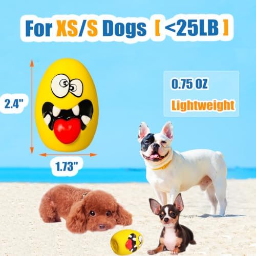 HOLYSTEED Latex Squeaky Dog Toys for Small Dogs, Mini Breed, 1.73" Egg Ball
