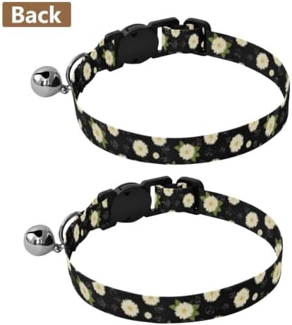 Ivory Flowers Green Leaf Cat Bell Collar 2 Pack Puppy Collar Adjustable Length 10.6" to 17.1"