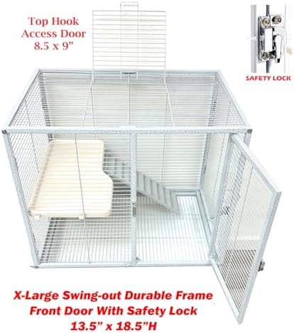 Extra Large 30.5"x18.25"x34"H Two Tiers X-Large Front Doors Top Access Door Tight 1/2-inch Wire Spacing for Feisty Ferret Hammock Chinchilla Cat Sugar Glider Home On Wheels