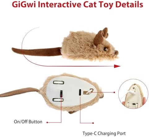Gigwi Interactive Cat Toys for Indoor Cats, Cat Mouse Toy with Electronic Realistic Squeaky Sound